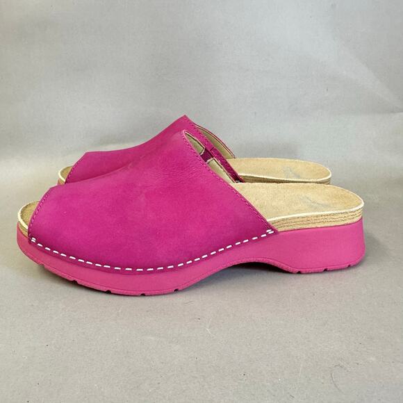 Dansko Ravyn peep-toe sandal in fuchsia milled nubuck Euro Size 38 US 8.5/9 - Picture 3 of 16